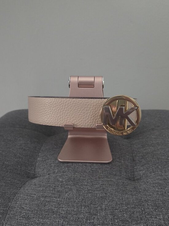 Michael Kors Womens Reversible Belt, Two Tone MK Logo Buckle, Brown/Pink, XLarge